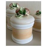 MCM Japan Ceramic Canister Set - 4-Piece with Fruit Knob Lids & Leaves