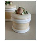 MCM Japan Ceramic Canister Set - 4-Piece with Fruit Knob Lids & Leaves