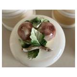 MCM Japan Ceramic Canister Set - 4-Piece with Fruit Knob Lids & Leaves