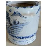 Meiji Period-Hand Painted Japanese Porcelain Blue & White Hibachi Planter Mountain Scene