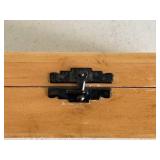 Wooden Parquetry Jewelry Box with Inlaid Multicolor Wood Lid & Black Latch Lock