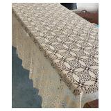 Handmade Crochet Lace Table Runner - Beige Off-White Vintage Pattern