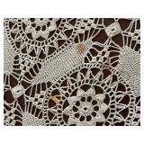 Handmade Crochet Lace Table Runner - Beige Off-White Vintage Pattern