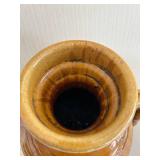 Large Tall Ceramic Jug with Crackle Amber Glaze & Two Handles