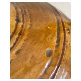 Large Tall Ceramic Jug with Crackle Amber Glaze & Two Handles