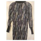 Vintage Hanae Mori Boutique Sweater Dress - Feather Print - Size 12