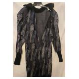 Vintage Hanae Mori Boutique Sweater Dress - Feather Print - Size 12