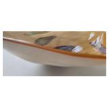 Murano Glass Dish or Bowl - Leaf-Shaped Peach Amber with Painted Swirls