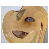 Murano Glass Dish or Bowl - Leaf-Shaped Peach Amber with Painted Swirls