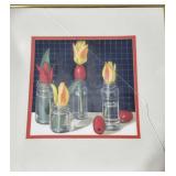 Red Beads - Dianne Muffett Thomas - Egg Tempera - 15x15 Framed Artwork