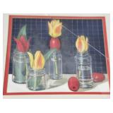 Red Beads - Dianne Muffett Thomas - Egg Tempera - 15x15 Framed Artwork