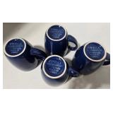 Dept. 56 Tartan Plaid Pitcher & Corelle Blue Mugs (4) & Green Ceramic Tray