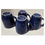 Dept. 56 Tartan Plaid Pitcher & Corelle Blue Mugs (4) & Green Ceramic Tray