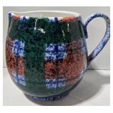 Dept. 56 Tartan Plaid Pitcher & Corelle Blue Mugs (4) & Green Ceramic Tray