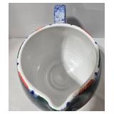 Dept. 56 Tartan Plaid Pitcher & Corelle Blue Mugs (4) & Green Ceramic Tray