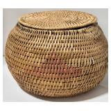 Antique LUMMI Indian Northwest Coast Basket Subtle Remnants of Paint