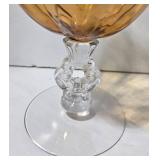 Vintage Cambridge Amber Glass Melon Ball Vase