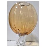 Vintage Cambridge Amber Glass Melon Ball Vase