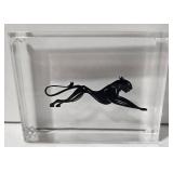 Black Panther Silhouette Paperweight & Lab Dogs 3D Laser Cut Glass Paperweight (2-Piece Set)