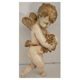 Haeger Planter & Majolica Frog on Lily Pad & Chalkware Cherub