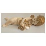 Haeger Planter & Majolica Frog on Lily Pad & Chalkware Cherub