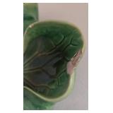 Haeger Planter & Majolica Frog on Lily Pad & Chalkware Cherub