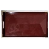 Vintage Japanese Lacquer Serving Tray with Gold Accents