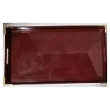 Vintage Japanese Lacquer Serving Tray with Gold Accents