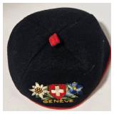 Vintage Geneve Swiss Childs Beret with Daisies & Cornflower Patch