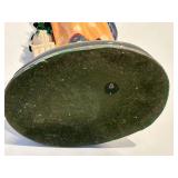 Porcelain Figurine - Tall Art Deco Woman in Orange Dress & Blue Sash with Striped Hat