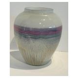 Israel Hand-Painted Glass Vase Pink & Blue Stripes