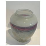 Israel Hand-Painted Glass Vase Pink & Blue Stripes