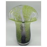 Artisan Created Glass Vase Purple to Lime Gradient with Speckled Pattern