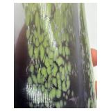 Artisan Created Glass Vase Purple to Lime Gradient with Speckled Pattern