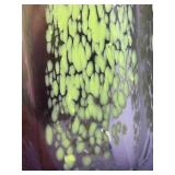 Artisan Created Glass Vase Purple to Lime Gradient with Speckled Pattern