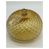Amber Glass APPLE / Pumpkin with Diamond Pattern - Art Glass Sculpture