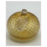 Amber Glass APPLE / Pumpkin with Diamond Pattern - Art Glass Sculpture