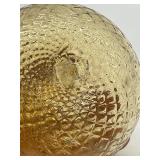 Amber Glass APPLE / Pumpkin with Diamond Pattern - Art Glass Sculpture