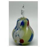 Murano Artisan Made Hand-Blown Glass Pear Sculpture Vase Multicolor Swirl