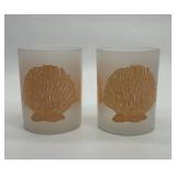 Shell Candle Votives - Retro 1990s Frosted Glass Seashell Design