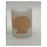 Shell Candle Votives - Retro 1990s Frosted Glass Seashell Design
