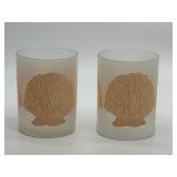 Shell Candle Votives - Retro 1990s Frosted Glass Seashell Design