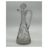 Cut Glass Decanter - Bird Motif with Faceted Stopper