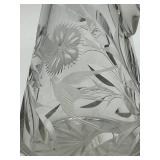 Cut Glass Decanter - Bird Motif with Faceted Stopper