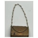 Miniature Brass Purse & Pearl Chain - 2 in wide x 4 in tall
