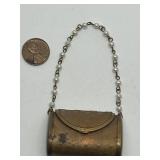 Miniature Brass Purse & Pearl Chain - 2 in wide x 4 in tall