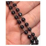 Art Deco Czech Glass Necklace - Purple Red Large Center Stone Pendant, 24 in Length