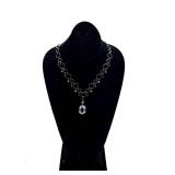 Vintage Crystal Amethyst Like Purple Oval Pendant Necklace - 18 inch Chain & 2.5 inch Pendant