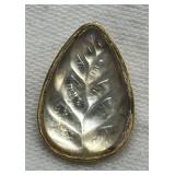 Rare Lalique Pendant - Leaf Motif, 3/4 in Tall x 1/2 in Wide