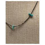 Liquid Silver Vintage Choker Necklace - Turquoise Beads - 15in